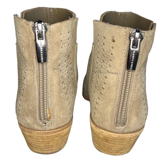 Vince Camuto Light Brown Patellen Suede Perforated Booties Size 7 - Picture 3 of 9